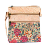 Front of the Summerville Cork Crossbody bag in Cone Flowers on a white background.