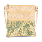 Front of the Summerville Cork Crossbody bag in Green on a white background.
