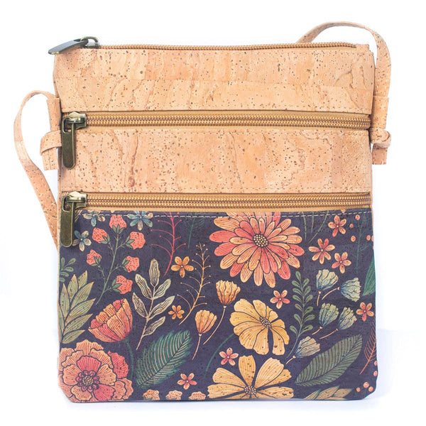 Front of the Summerville Cork Crossbody bag in Marigolds on a white background.
