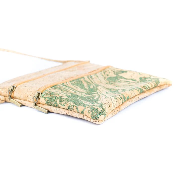 Side and bottom of the Summerville Cork Crossbody bag on a white background.