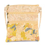 Front of the Summerville Cork Crossbody bag in Yellow on a white background.