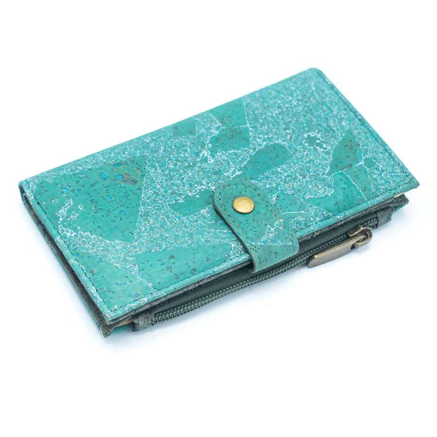 Teal Exquisite Cork Wallet With Snap Closure from Texas Cork Company