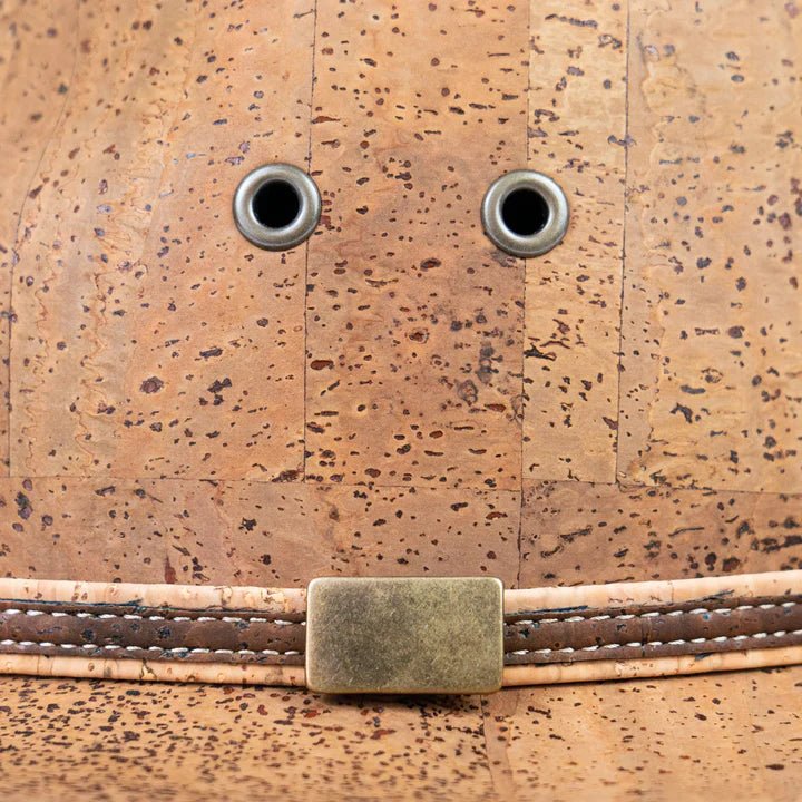 Closeup of vents and band on Cork Cowboy Hat from Texas Cork Company