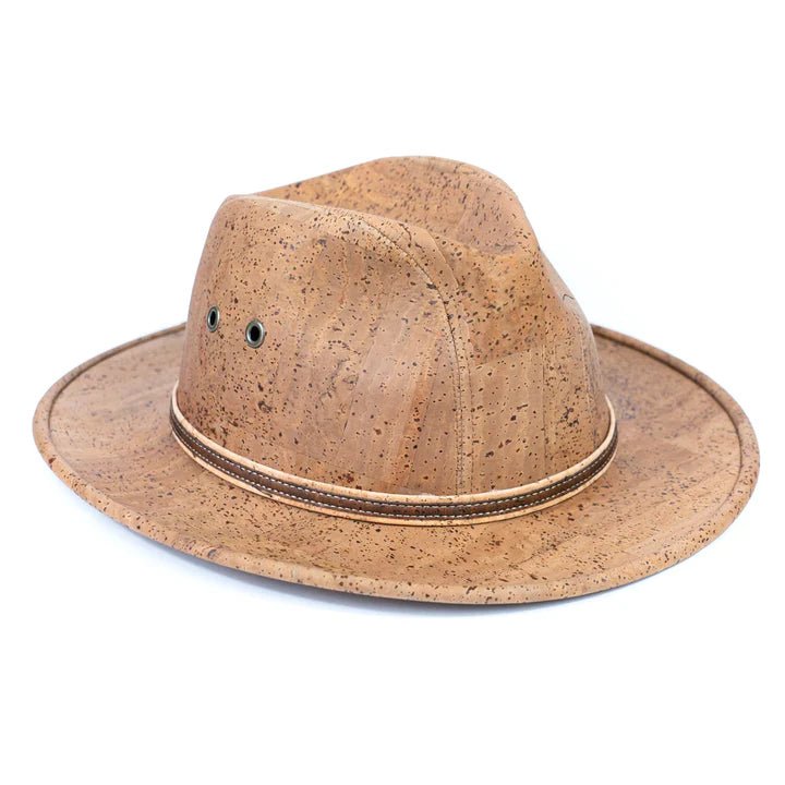 Front and right side of Tobacco Cork Cowboy Hat from Texas Cork Company