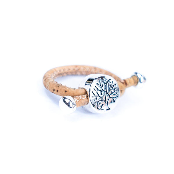 Side of Tree of life adjustable cork ring from Texas Cork Company