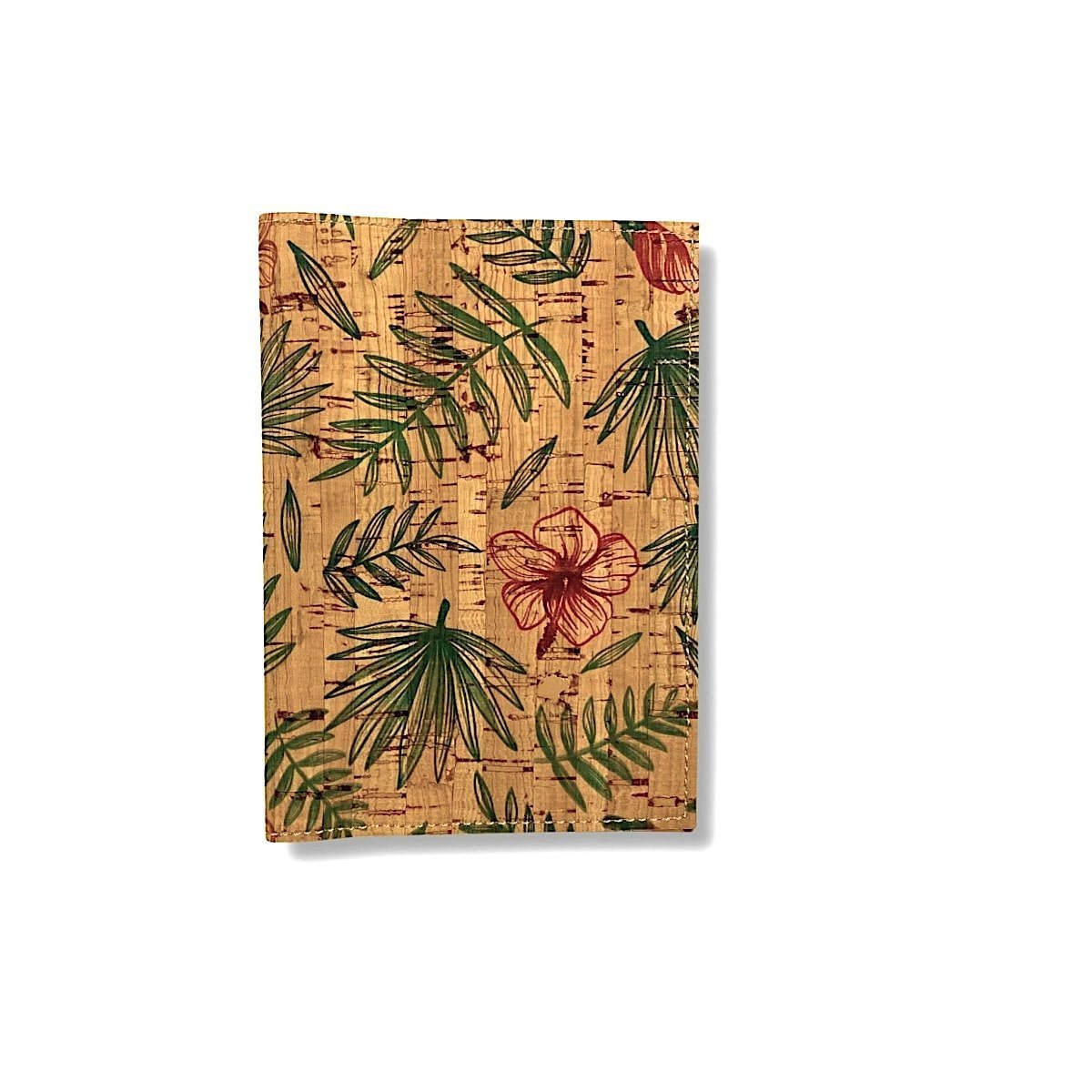 Texas-Made Cork Leather Double Passport Holder -tropical leaves by Texas Cork Company