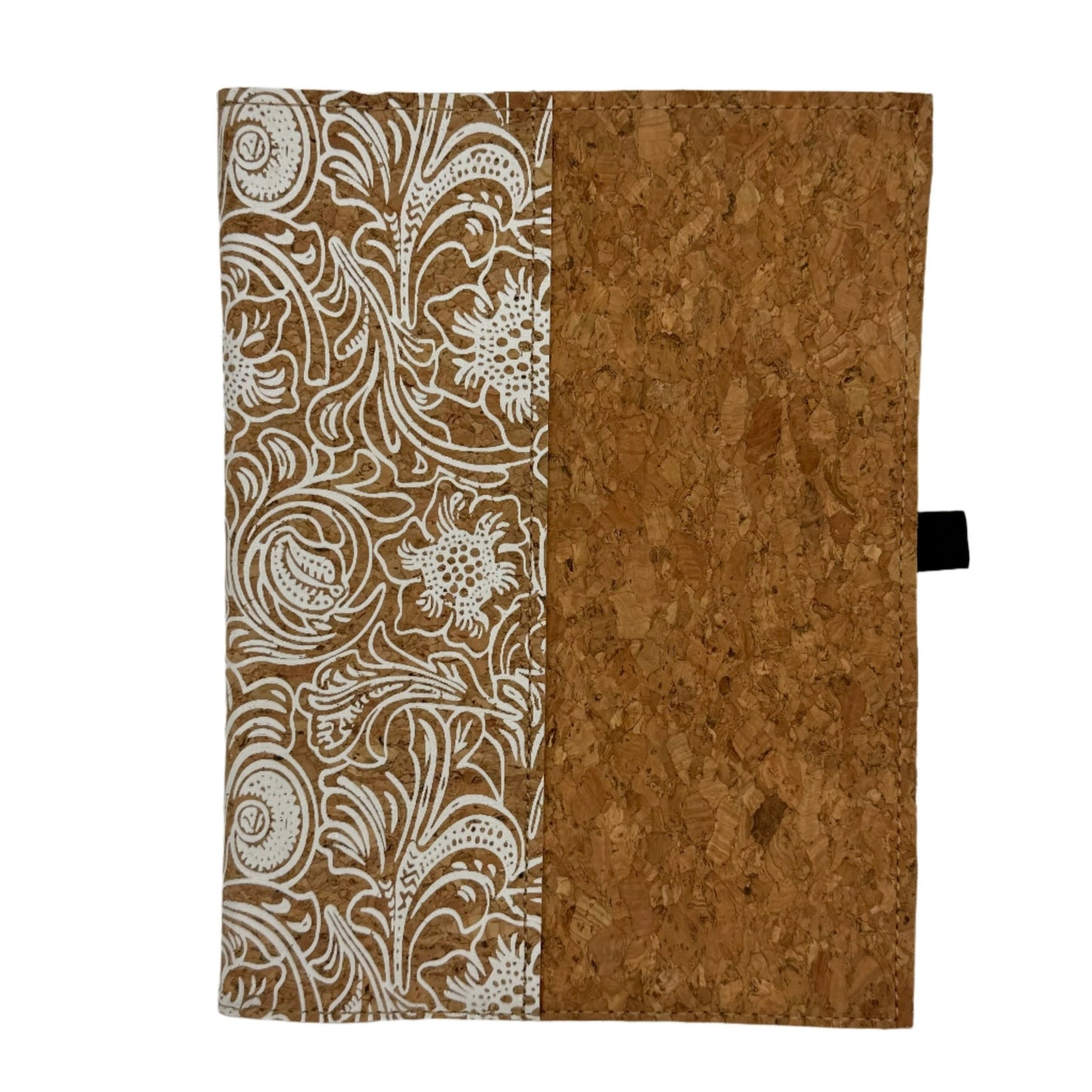 White baroque with a natural aggregate border on a Small Refillable Notebook cover by Texas Cork Company