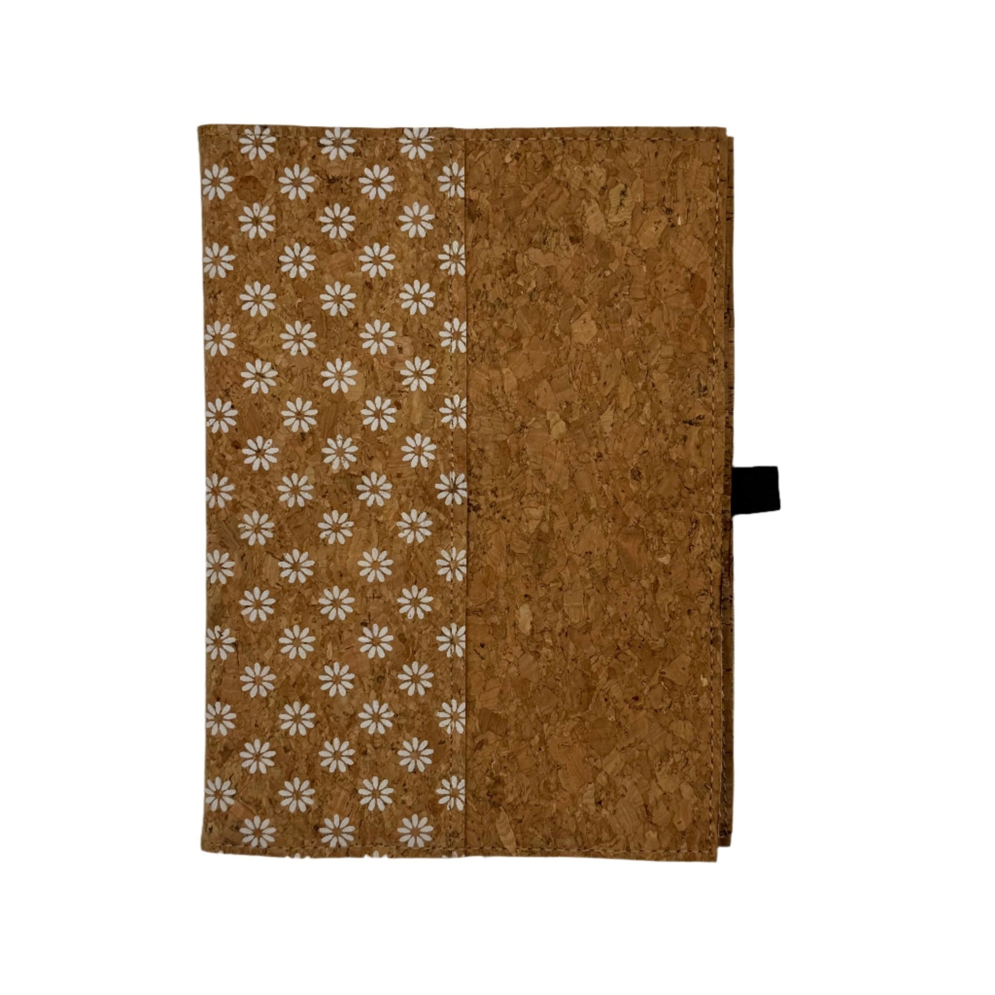 White Daisies with an aggregate natural right border Small Notebook Cover by Texas Cork Company