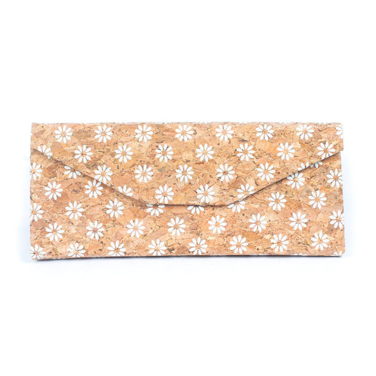 White Daisies Patterned Cork Foldable Glasses Case from Texas Cork Company