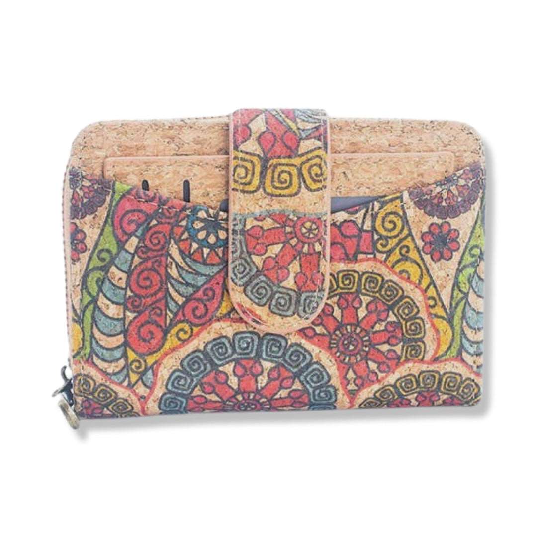 Compact Printed Cork Wallet With Removable Card Holder -BAGD-499-Wheels - Texas Cork Company