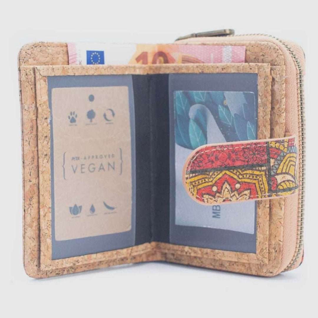 Compact Printed Cork Wallet With Removable Card Holder -BAGD-499-Mosaic - Texas Cork Company