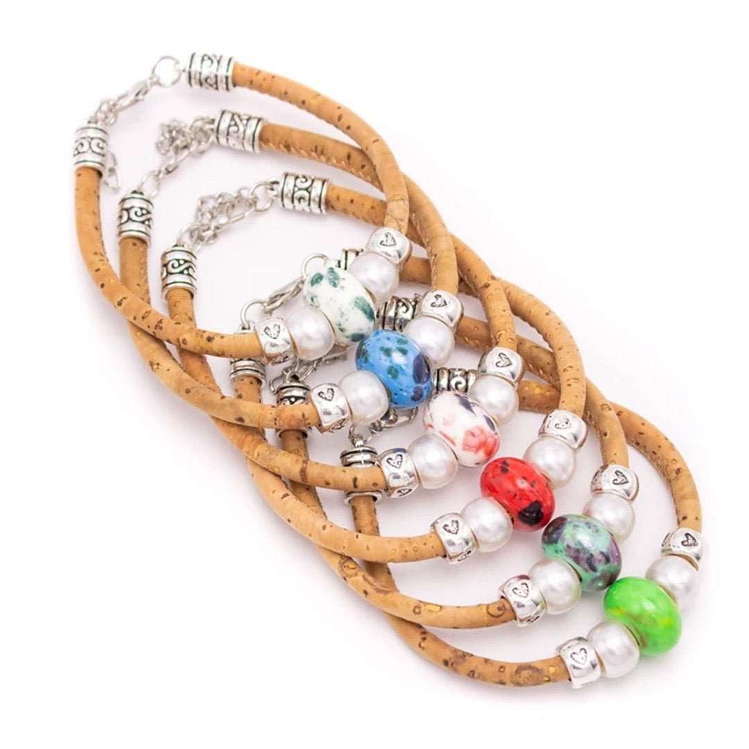 Handmade Women’s Bracelet Porcelain Beads -BR-448 - Texas Cork Company