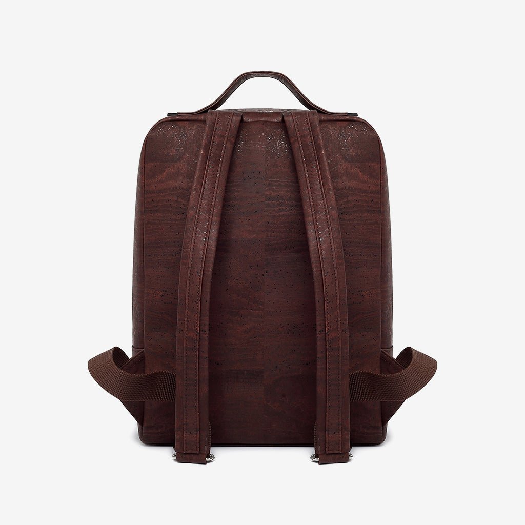 Large Backpack in Black or Brown Cork back view showing straps-4010.02-BR37 - Texas Cork Company