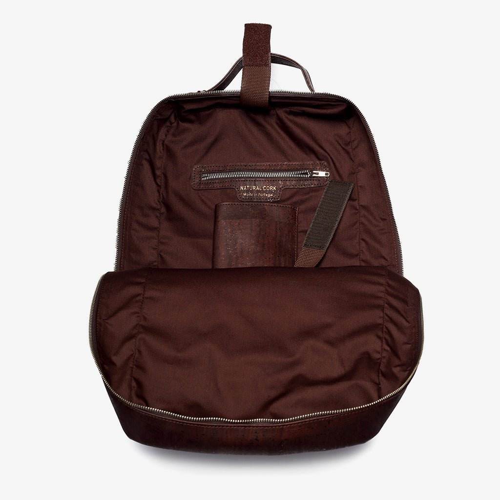 Large Backpack in Black or Brown Cork inside view-4010.02-BR37 - Texas Cork Company
