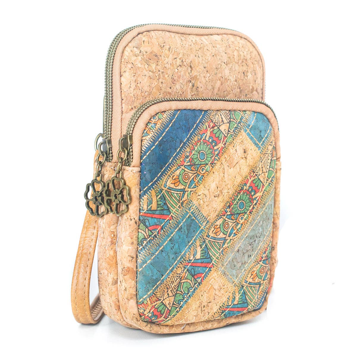 Natural Cork Patchwork Women's Phone Pouch -BAGF-060-F - Texas Cork Company