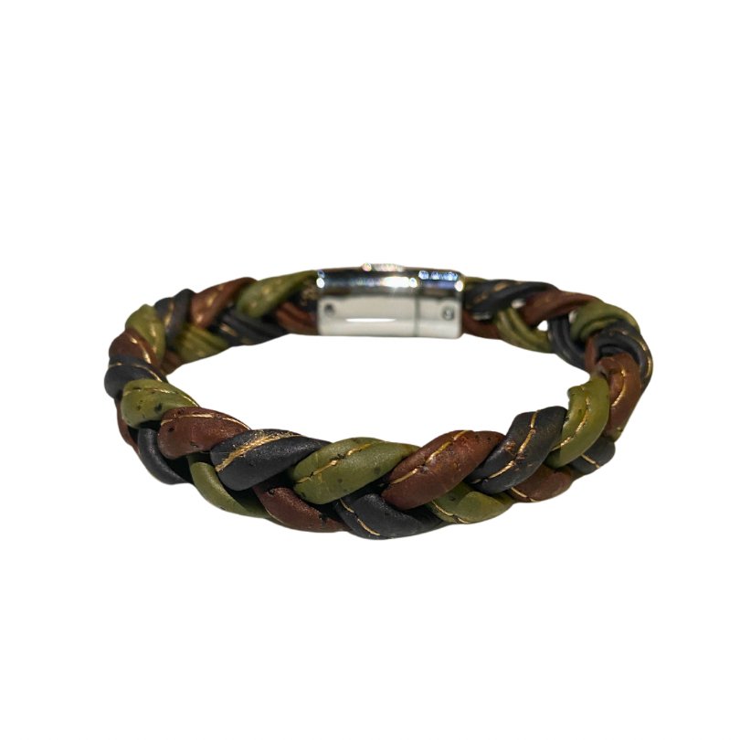 Unisex Bracelet | Colorful Braided Cork with Magnet Clasp -BRW-013-BBG - Texas Cork Company