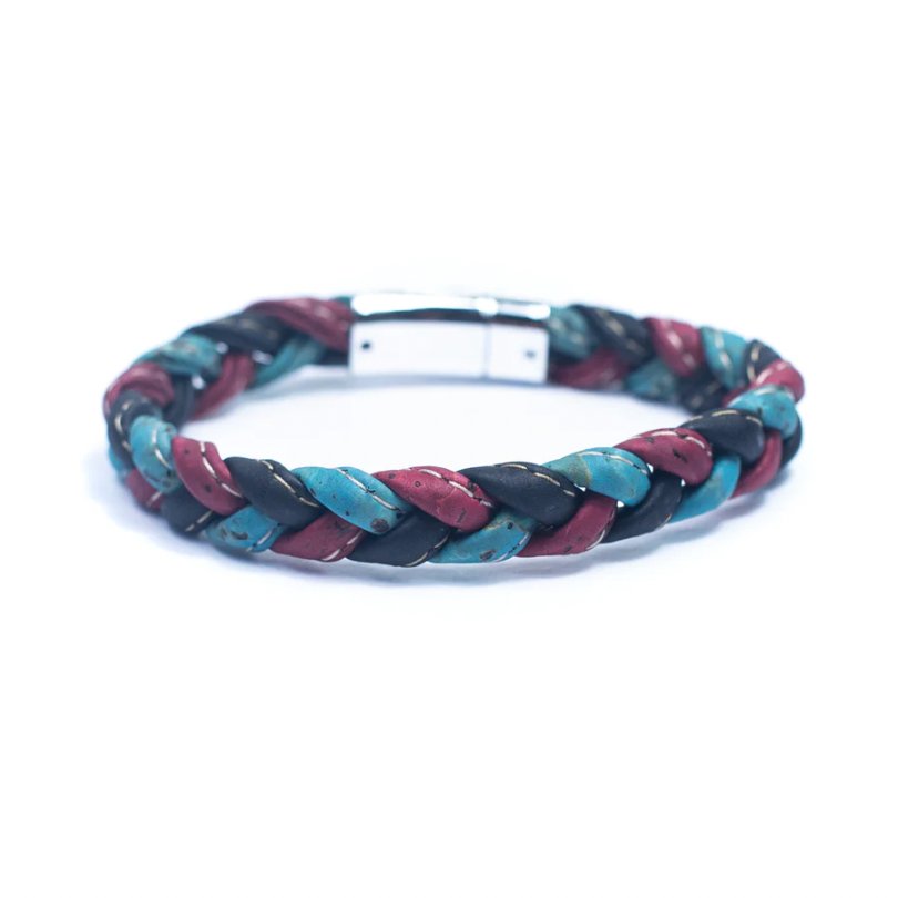 Unisex Bracelet | Colorful Braided Cork with Magnet Clasp -BRW-013-TBB - Texas Cork Company