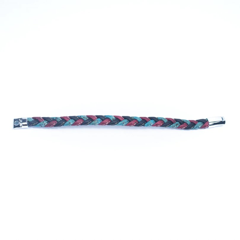 Unisex Bracelet | Colorful Braided Cork with Magnet Clasp -BRW-013-NGB - Texas Cork Company