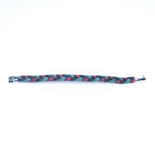 Unisex Bracelet | Colorful Braided Cork with Magnet Clasp -BRW-013-NGB - Texas Cork Company