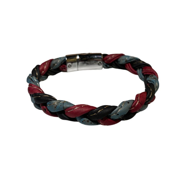 Unisex Bracelet | Colorful Braided Cork with Magnet Clasp -BRW-013-NBB - Texas Cork Company