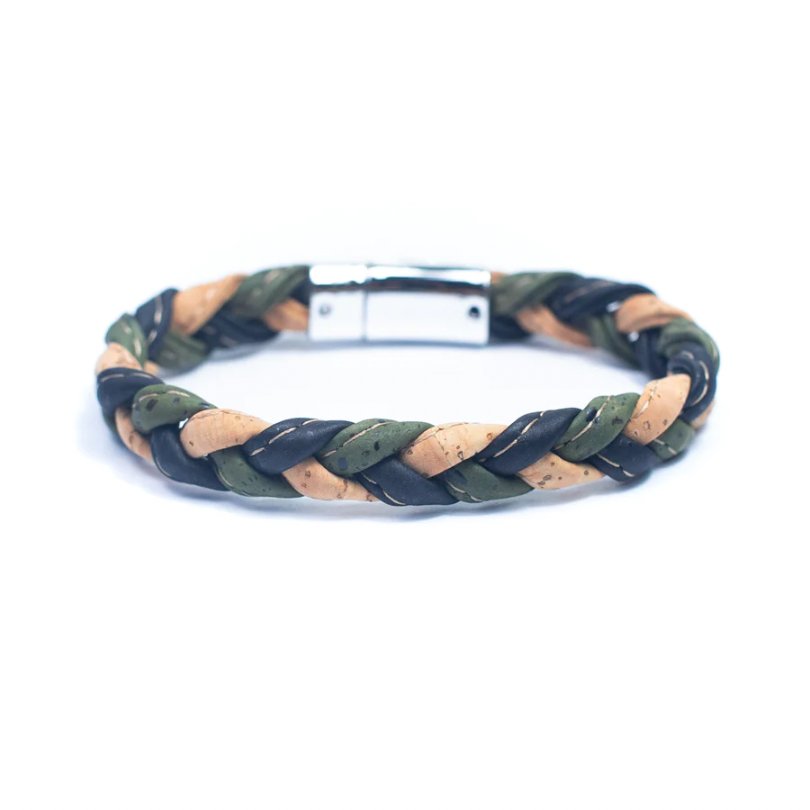 Unisex Bracelet | Colorful Braided Cork with Magnet Clasp -BRW-013-NGB - Texas Cork Company