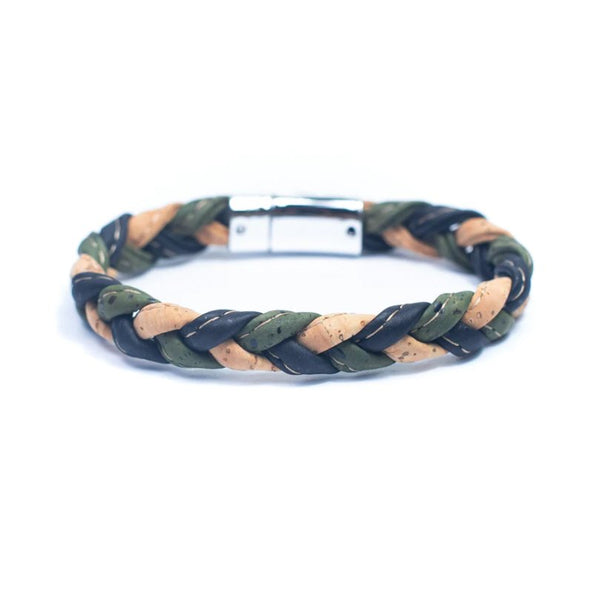 Unisex Bracelet | Colorful Braided Cork with Magnet Clasp -BRW-013-NGB - Texas Cork Company