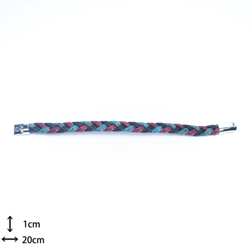 Unisex Bracelet | Colorful Braided Cork with Magnet Clasp -BRW-013-NGB - Texas Cork Company