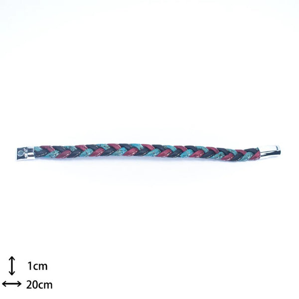 Unisex Bracelet | Colorful Braided Cork with Magnet Clasp -BRW-013-NGB - Texas Cork Company