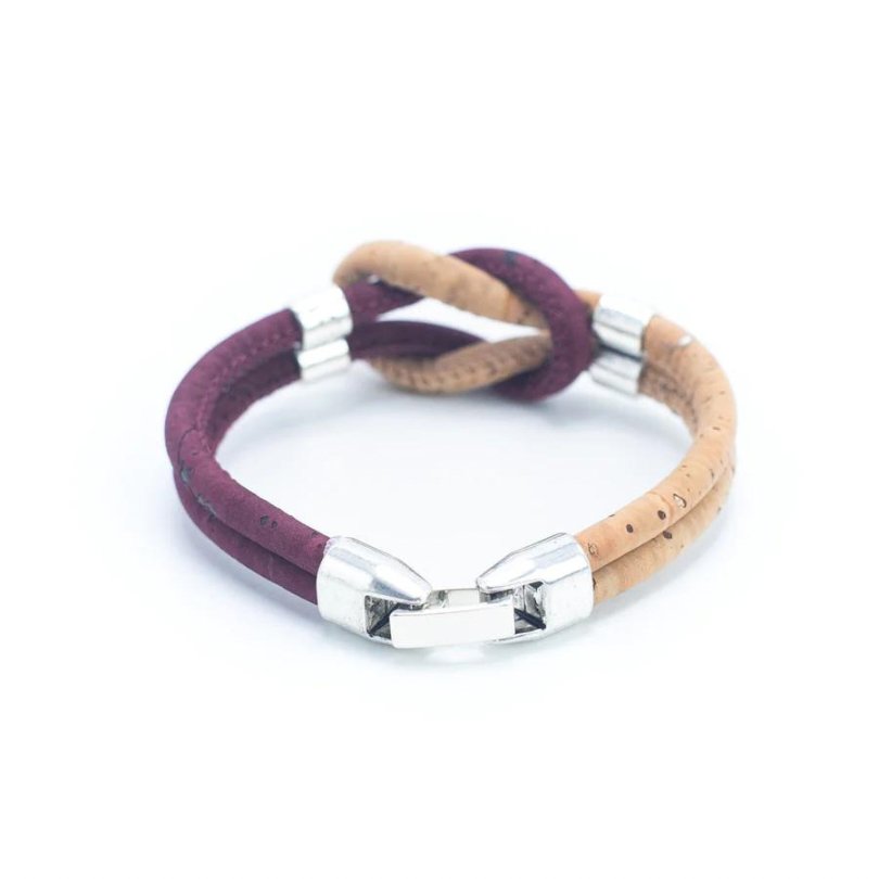 Unisex Bracelet | Twisted Cork Cord -DBR-029-Burgandy - Texas Cork Company