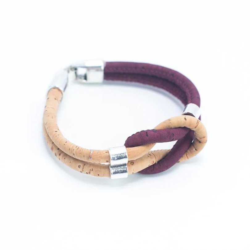 Unisex Bracelet | Twisted Cork Cord -DBR-029-Burgandy - Texas Cork Company